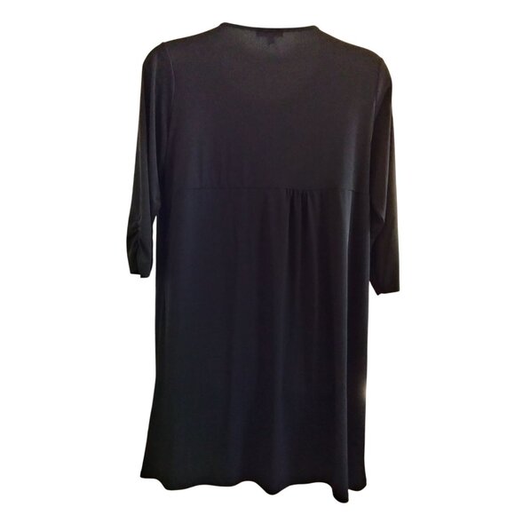 Notations 2X Dress Black Layered Look Jacket Chevron Print Embellished Neckline - Picture 6 of 11